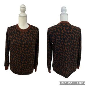 Stars Above Animal Leopard Print Soft Fleece Sweatshirt - Dark Brown Size XS